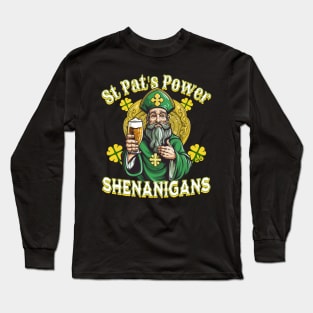 St Pat's Power Funny Design Clover Shenanigans Long Sleeve T-Shirt